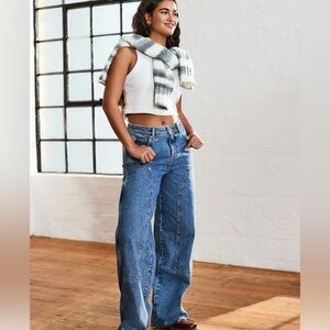 Abercrombie & Fitch Women's Wide-Leg Blue Denim Jeans